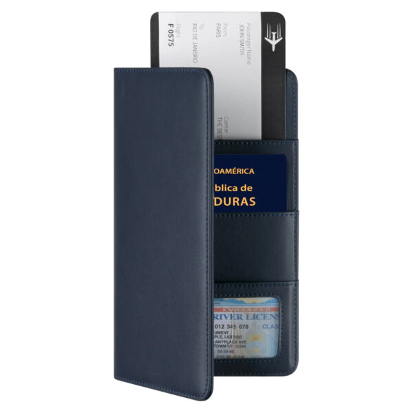 Porta pasaporte azul